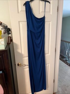 BCBGMaxAzria Cobalt One-Shoulder Draped Gown